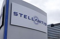 The Stellantis sign is seen outside the Chrysler Technology Center in Auburn Hills, Michigan..