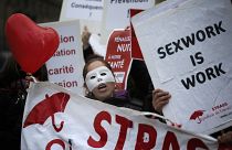 Protestas de trabajadoras sexuales en Francia.