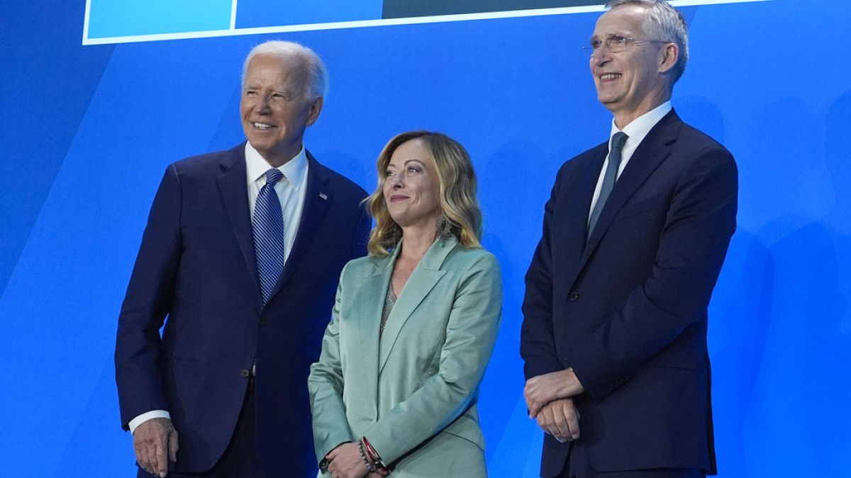 Joe Biden, Giorgia Meloni e Jens Stoltenberg