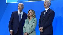 Giorgia Meloni,Joe Biden et Jens Stoltenberg au sommet de l'OTAN à Washington