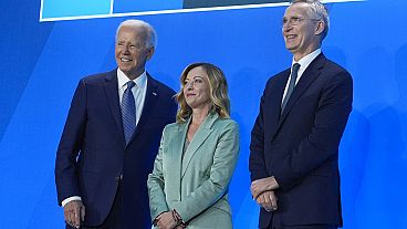 Giorgia Meloni,Joe Biden et Jens Stoltenberg au sommet de l'OTAN à Washington