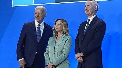 Joe Biden, Giorgia Meloni e Jens Stoltenberg