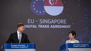  Valdis Dombrovskis, Executive VP and Commissioner for Trade, with Grace Fu, Singaporean Minister for Trade Relations (25/07/24) 