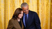 Vice President Kamala Harris and former President Barack Obama at the White House in 2022.
