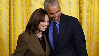 Barack Obama y Kamala Harris