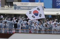 A dél-koreai csapat hajója a nyitó ceremónián