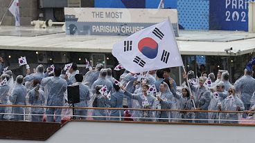 A dél-koreai csapat hajója a nyitó ceremónián