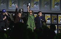 (Soldan sağa), Kevin Feige,Joe Russo, Robert Downey Jr ve Anthony Russo, San Diego'da düzenlenen Comic-Con'da, 27 Temmuz 2024.