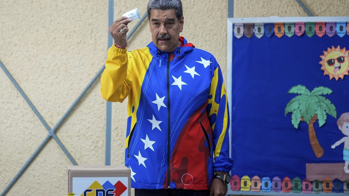 Nicolás Maduro bei der Stimmabgabe, 28. Juli 2024