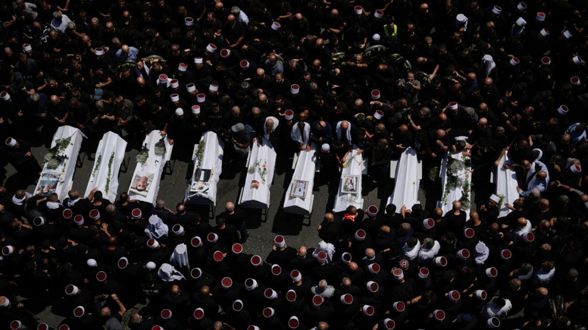 Destroyed children's bicycles at the site of a rocket attack in the Druze town of Majdal Shams