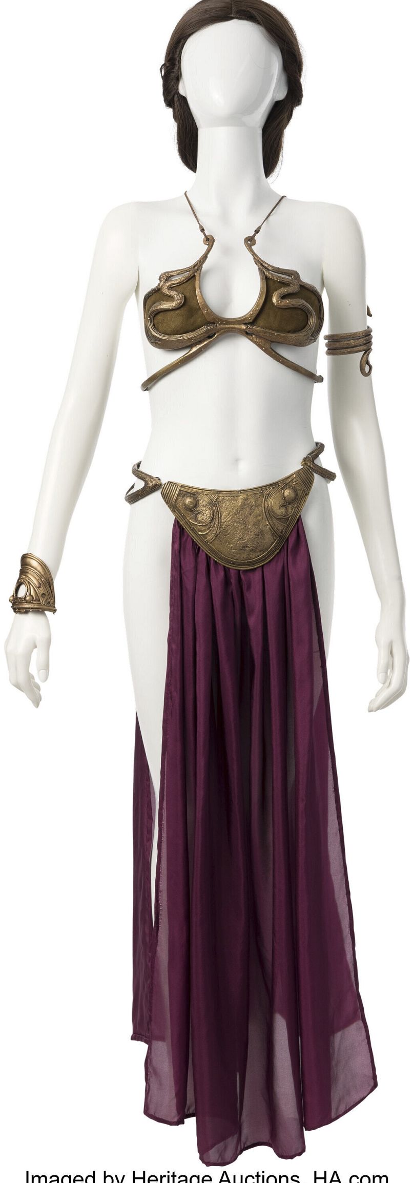 The gold bikini-style costume that Carrie Fisher wore as Princess Leia while making “Return of the Jedi” in the “Star War” franchise