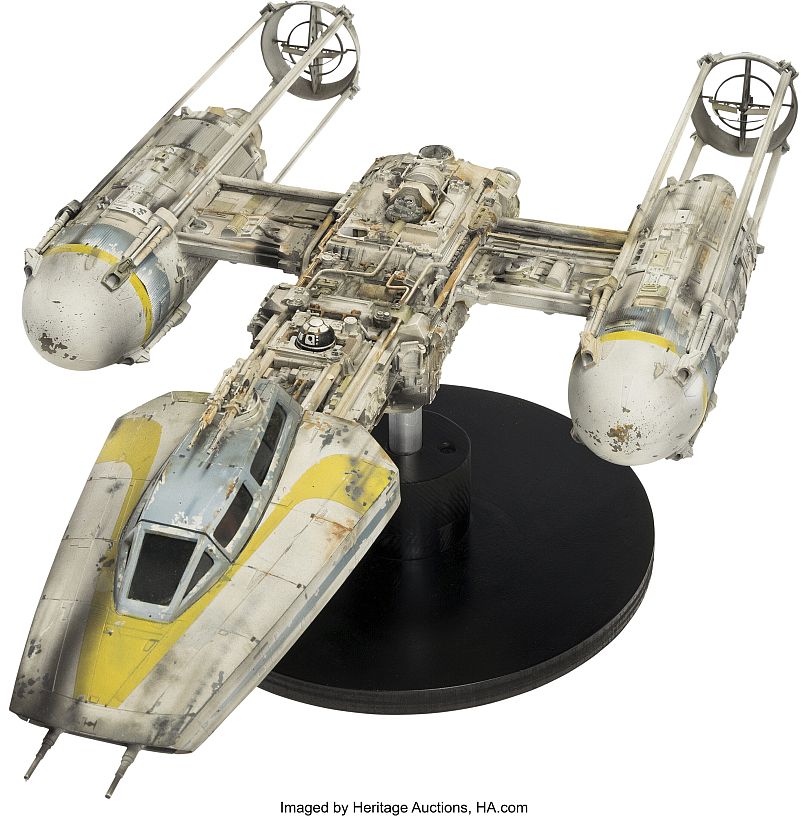 A model of a Y-wing fighter that was used during the filming of the original “Star Wars” movie