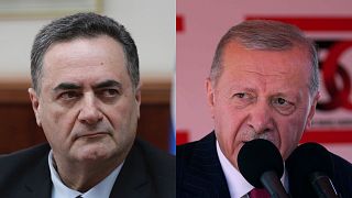 İsrail Dışişleri Bakanı Israel Katz (solda) ve Cumhurbaşkanı Recep Tayyip Erdoğan (Arşiv)