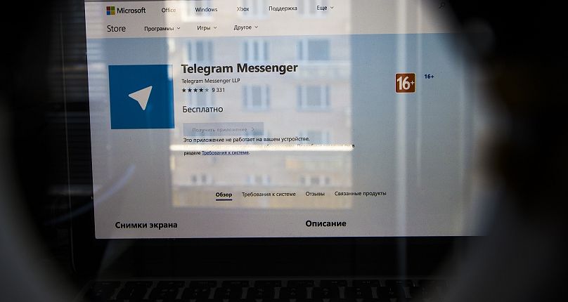 Die Website der Messaging-App Telegram auf dem Bildschirm eines Computers in Moskau am Freitag, 13. April 2018.