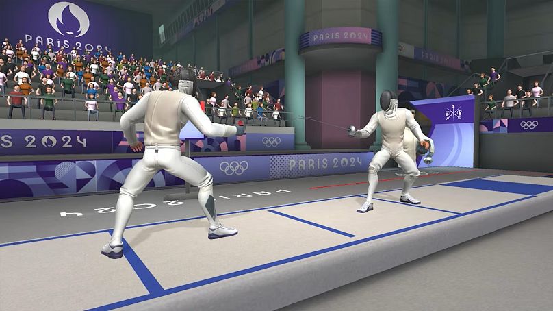 Fencing event in 'Olympics Go! Paris 2024'.