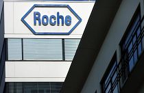 Logo of Swiss drug developer Roche Holding AG in Basel, pictured August 15 2005. 