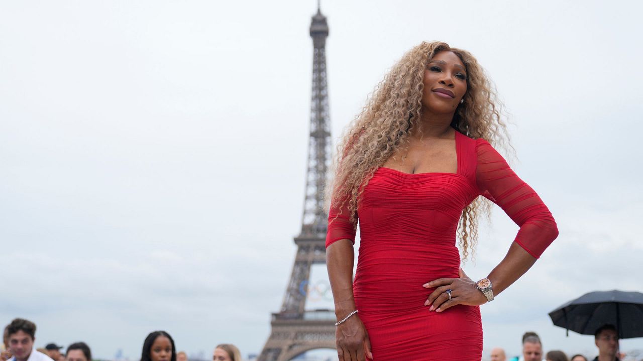 Tennis champion Serena Williams arrives in Paris, France, before the opening ceremony of the 2024 Summer Olympics