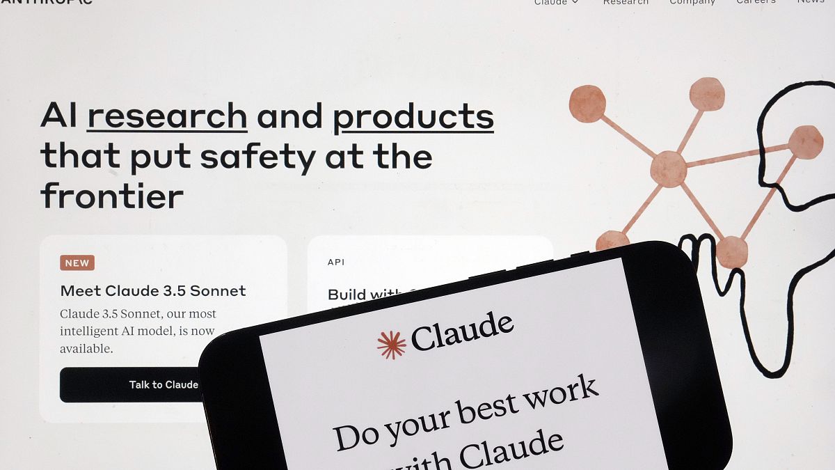 The Anthropic website and mobile phone app are shown in this photo, in New York, Friday, July 5, 2024