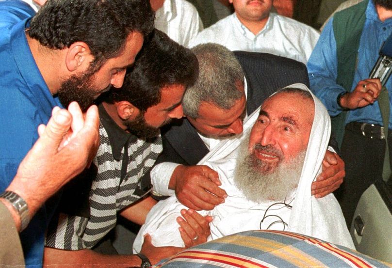 Der geistliche Führer der Hamas, Scheich Ahmed Jassin am Mittwoch, den 24. Juni 1998.