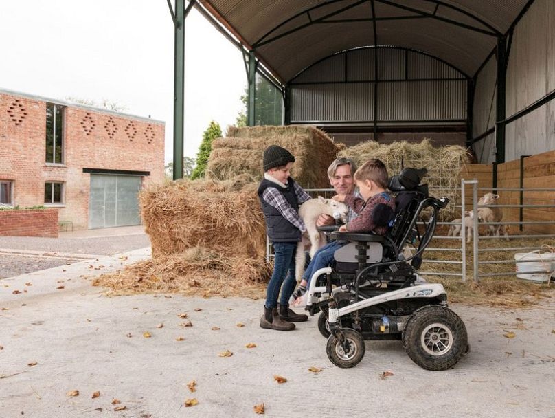 Guests can meet farm animals in a restored Dutch barn in the southern farmyard. 