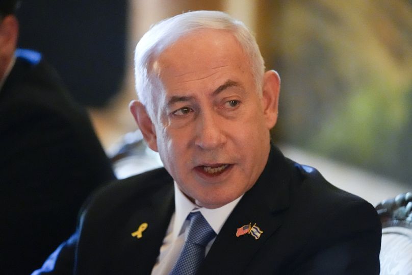 Israeli Prime Minister Benjamin Netanyahu pictured during a meeting with Republican presidential candidate Donald Trump at his Mar-a-Lago estate on Friday