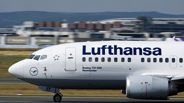 In this Aug. 21, 2013 file picture a Lufthansa plane is photographed at Rhein-Main airport near Frankfurt, Germany. 