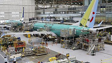 Ένα αεροσκάφος Boeing 737 MAX εμφανίζεται στη γραμμή συναρμολόγησης στις εγκαταστάσεις της Boeing στο Renton της Ουάσινγκτον. 25 Ιουνίου 2024.
