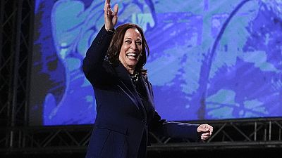 Kamala Harris en la Convención Nacional Demócrata.