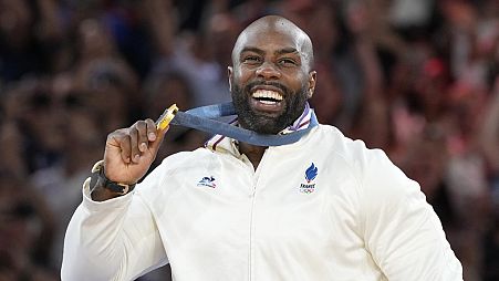 Le judoka français Teddy Riner médaillé d'or aux JO de Paris, 2 aoüt 2024.