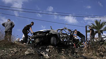 Carcasse d'un véhicule frappé par l'armée israélienne en Cisjordanie occupée, 3 aoüt 2024.