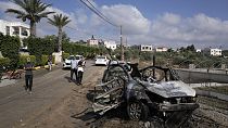 Последствия удара дрона по автомобилю с предположительно боевиками ХАМАС