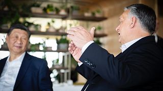 Hszi Csin-ping kínai elnök és Orbán Viktor miniszterelnök közös ebédje a Virtu étteremben, a Mol kampusz tetején, 2024. május 10-én