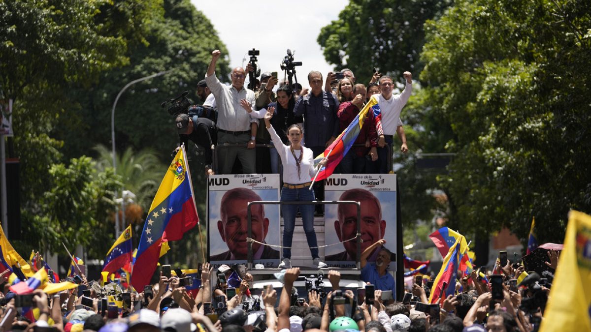 María Corina Machado apareceu na manifestação de sábado