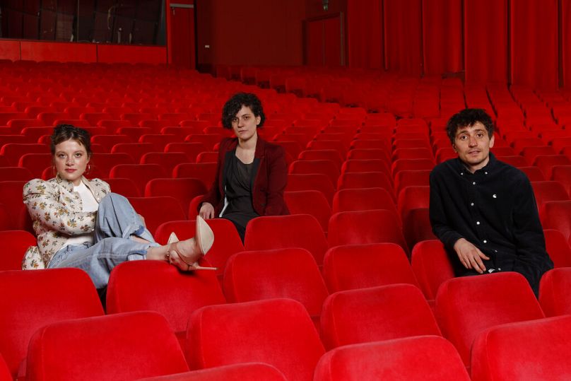 The members of the Jury of the Generation section of the International Berlin Film Festival Berlinale Jella Haase, Melanie Waelde and Mees Peijnenburg.