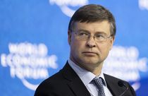 Valdis Dombrovskis attends a session at the 51st annual meeting of the World Economic Forum, WEF, in Davos, Switzerland, Wednesday, May 25, 2022. 