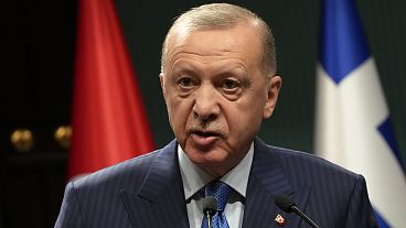 FILE - Turkish President Recep Tayyip Erdogan speaks during a news conference in Ankara, Turkey, May 13, 2024.