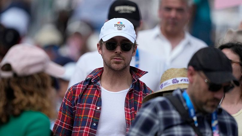 Ryan Gosling attends the dressage Individual Grand Prix Freestyle at the 2024 Summer Olympics