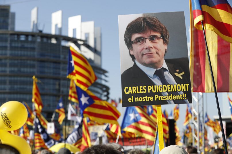 Imagen de archivo de manifestaciones a favor de Carles Puigdemont y de la independencia catalana. 