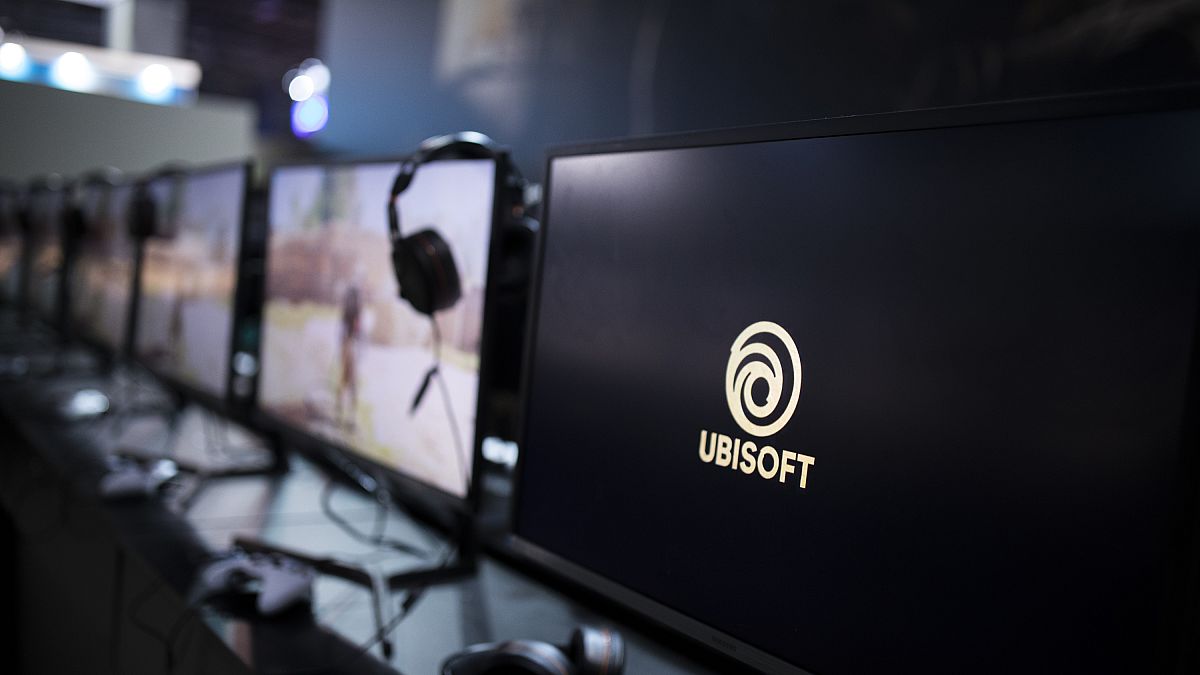 The logo Ubisoft is seen on a computer screen at the Paris Games Week in Paris, Friday, Nov. 3, 2017.