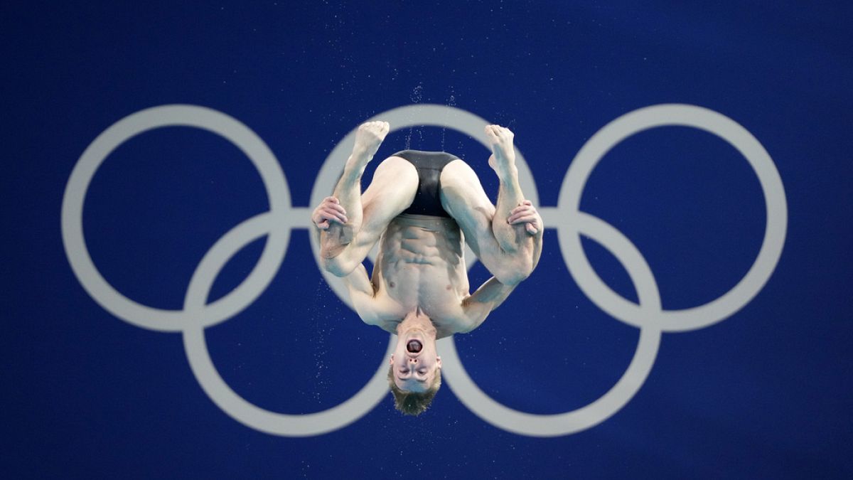 Britain's Jack Laugher competes in the men's 3m springboard diving final, at the 2024 Summer Olympics, Thursday, Aug. 8, 2024, in Saint-Denis, France