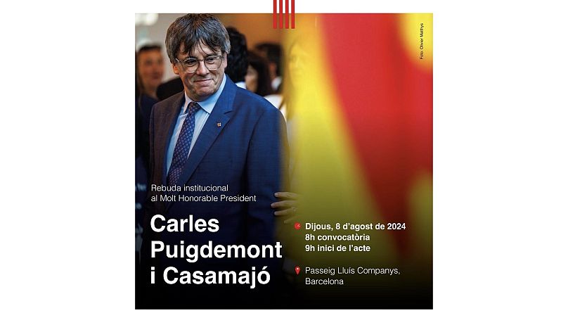 Cartel de bienvenida a Puigdemont