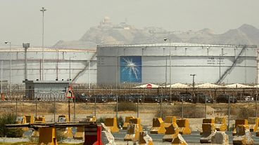 Storage tanks at the North Jeddah bulk plant, an Aramco oil facility, in Jeddah, Saudi Arabia