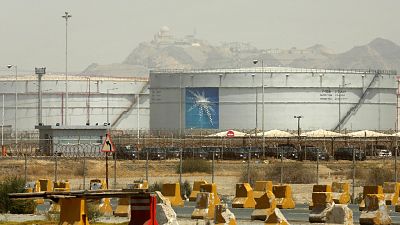 Storage tanks at the North Jeddah bulk plant, an Aramco oil facility, in Jeddah, Saudi Arabia