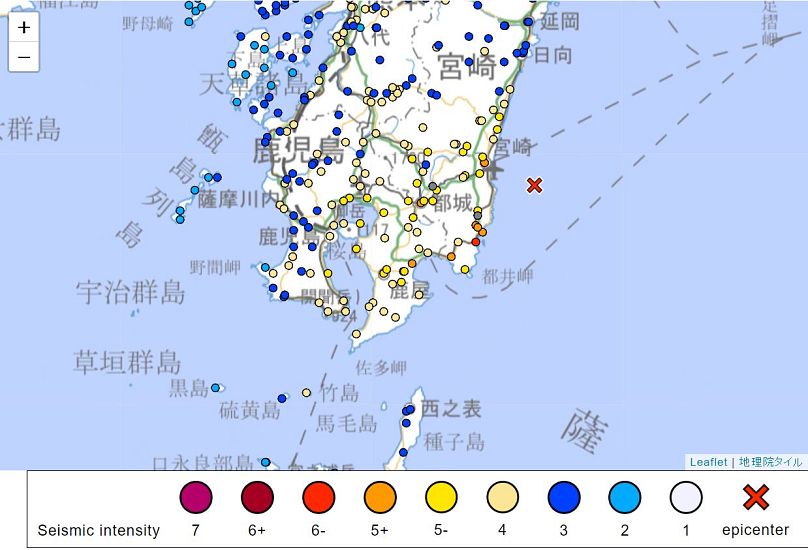 Terremoto en Japón con epicentro en Hyuganada Sea, 8 de agosto de 2024