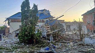 This photo released by acting Governor of Kursk region Alexei Smirnov, shows a damaged house after Ukrainian shelling in the city of Sudzha, Kursk