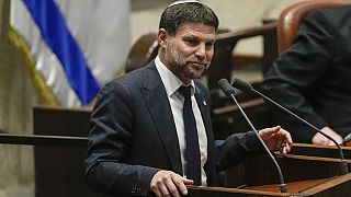 Israeli Finance Minister Bezalel Smotrich speaks at the Knesset, Israel's parliament, in Jerusalem, on July 10, 2023.