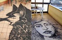 Etna'nın külünden yapılmış sanat eserleri.