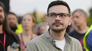 Russian opposition politician Ilya Yashin attend an event with supporters at the Mauerpark in Berlin, Germany, Wednesday, Aug. 7, 2024.