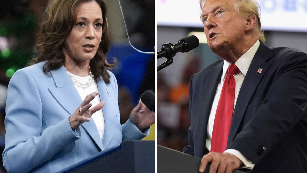 Kamala Harris (esq.) e Donald Trump, (dir.), candidatos à presidência dos EUA