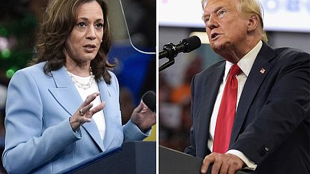 Vice President Kamala Harris on July 30, 2024, left, and Republican presidential candidate former President Donald Trump on Aug. 3.